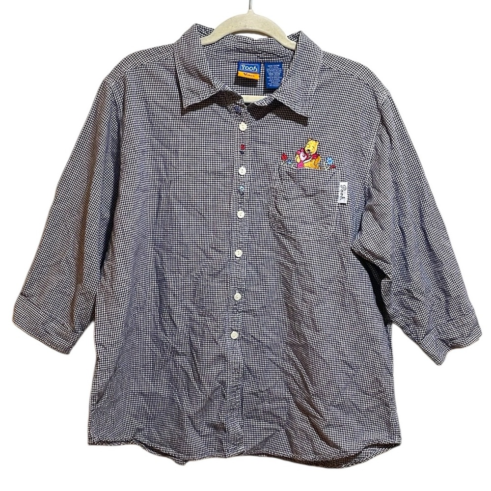 Disney Vintage Winnie the Pooh Embroidered Plaid Button Down Shirt 18W/20W